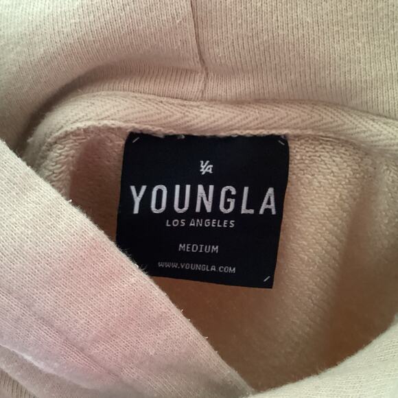 YoungLA 511 Mirror Hoodie Mens Medium Beige Heavyweight Cotton, Fall Streetwear - Picture 5 of 6
